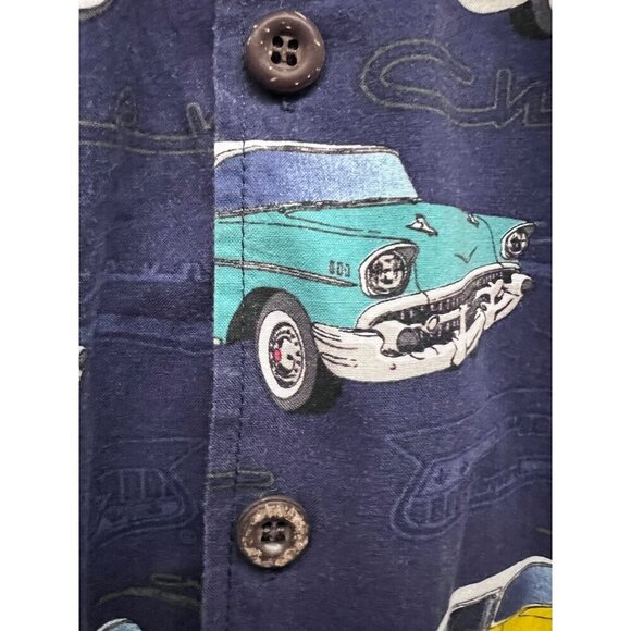David Carey Mens Vintage Retro Classic Chevy Cars Button Up Camp Shirt XL Pocket - Picture 6 of 7